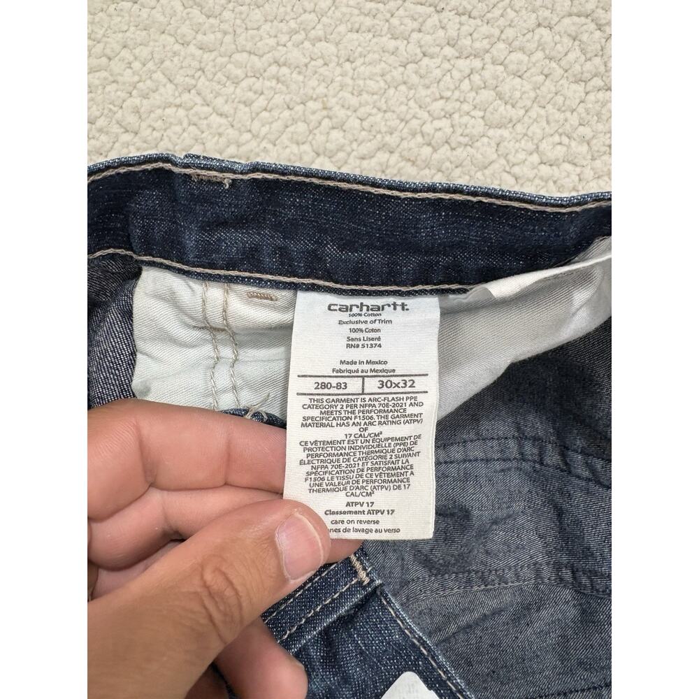 Carhartt FR Flame Resistant Jeans‎ Mens 30x32 Blue Dark Wash Denim Work 280-83 - Picture 6 of 9